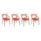 Kit com 4 Cadeiras Allegra Laranja
