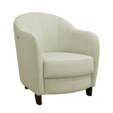Poltrona Decorativa Sala De Estar Pés Madeira Kairós Couro Off White - Gran Belo