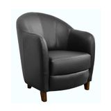 Poltrona Decorativa Sala De Estar Pés Madeira Kairós Couro Preto - Gran Belo
