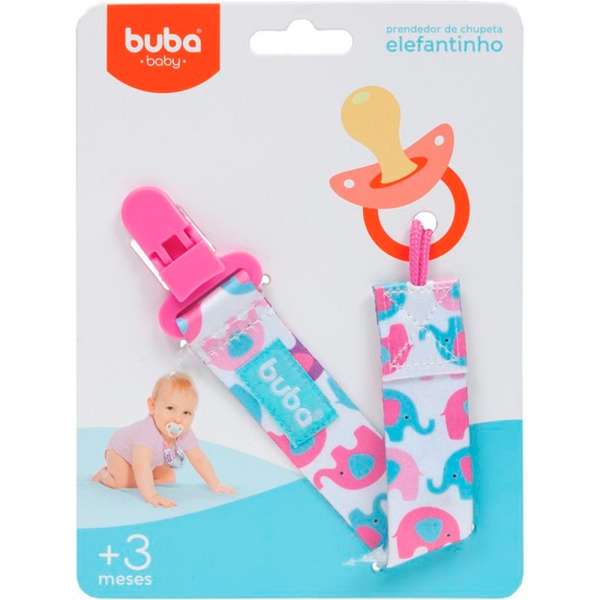 Prendedor De Chupeta Elefantinho 7480RS - Buba Toys