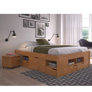 Cama Casal Multifuncional Madeira Maciça 6 Gavetas Charme Inter