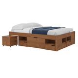 Cama Queen Multifuncional Madeira Maciça 6 Gavetas Charme Inter Link Amendoa