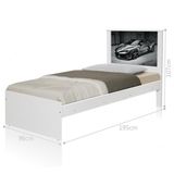 Cama Solteiro Carro Sport Chumbo com Colchão