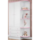 Guarda Roupa Infantil Qmovi Doce Sonho 2 Portas Com Cantoneira Branco e Rosa