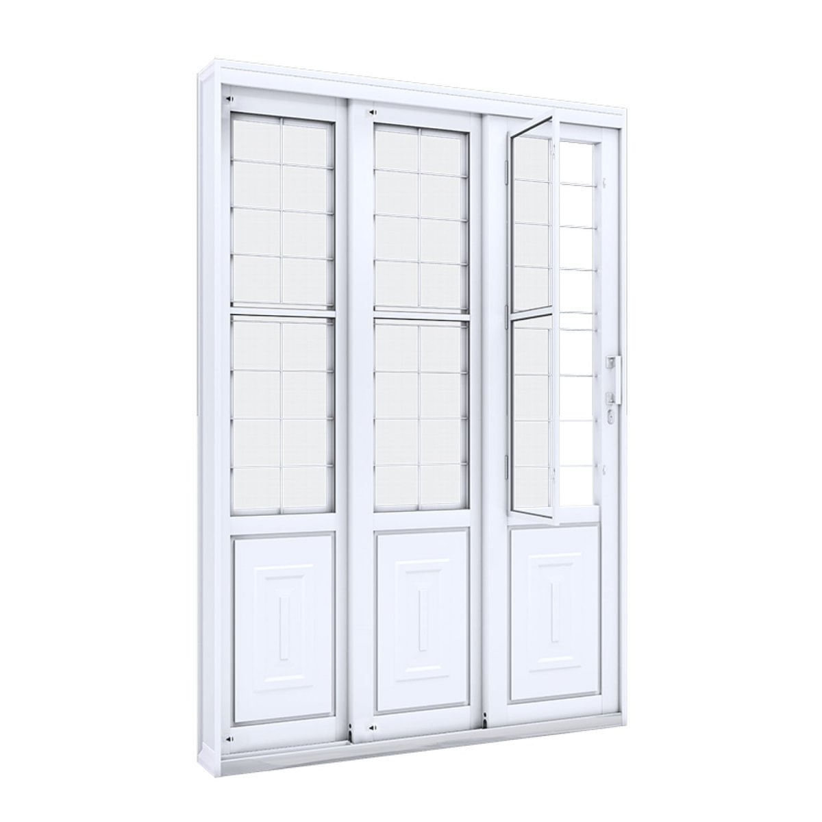 MP12383224_Porta-de-Correr-Aco-Lateral-com-Postigo-e-Grade-Quadrada-2-Folhas-Moveis-e-1-Fixa-Lucasa-Facilita--213cmx150cmx17cm-Branco_1_Zoom