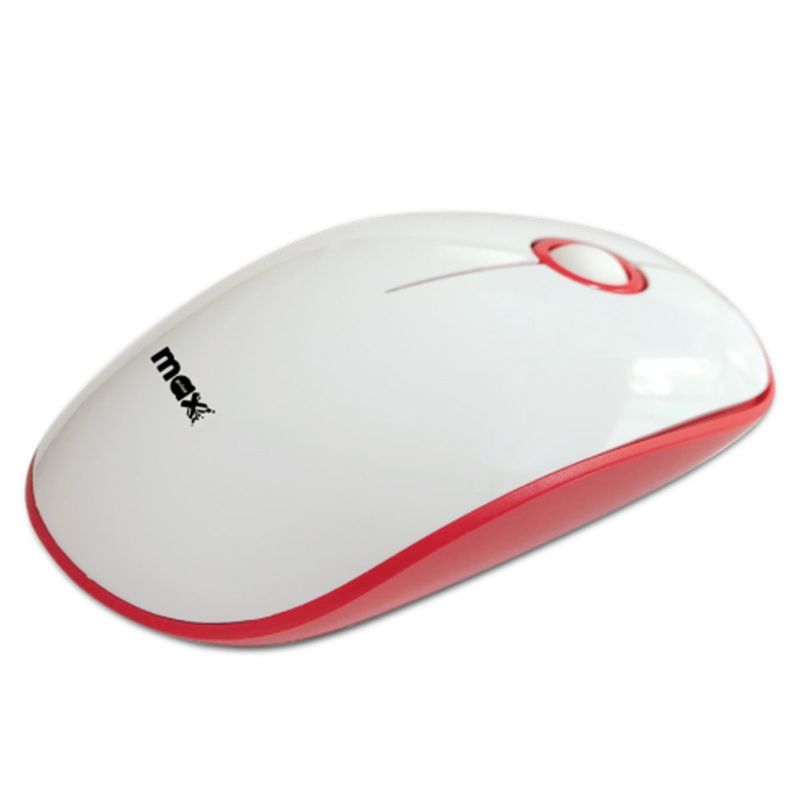 Mouse Usb Óptico Led 100 Dpis Scroll Ball Branco/vermelho Maxprint