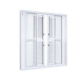 Porta de Alumínio Balcão de Correr Central Flex 4 Folhas Móveis 2 Fixas Lucasa Eccellente Ullian 214,5cmx200cmx13cm Branco