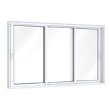 Janela de Correr Alumínio Lateral 3 Folhas Móveis Lucasa Eccellente Ullian 100cmx150cm Branco