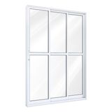 Porta de Correr Alumínio Lateral com Vidro 2 Folhas Móveis 1 Fixa Lucasa Ideale Ullian 215cmx150cmx12cm Branco