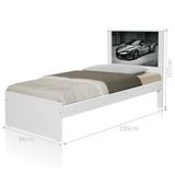 Cama Solteiro Carro Sport Chumbo com Colchão