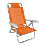 Cadeira De Praia Alumínio 5 Posições Banho De Sol Zaka Cor:laranja