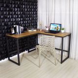 Mesa Escritório Escrivaninha Em L Estilo Industrial Mel / Preto