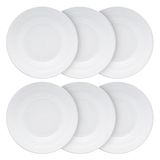 Conjunto De Pratos De Porcelana Fundos Oxford Unni White 20cm 6 Peças Am98-5500