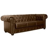 Sofá 3 Lugares 235cm Chesterfield Couro Capucino - Mempra