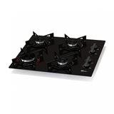 Cooktop 4 Bocas a Gás Mesa Vidro Fit Line Fischer Bivolt Preto