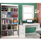 Conjunto Home Office com Escrivaninha e Estante para Livros Hecol Móveis Branco TX/Branco TX