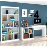 Conjunto Home Office com Escrivaninha e Estante para Livros Hecol Móveis Branco TX/Branco TX