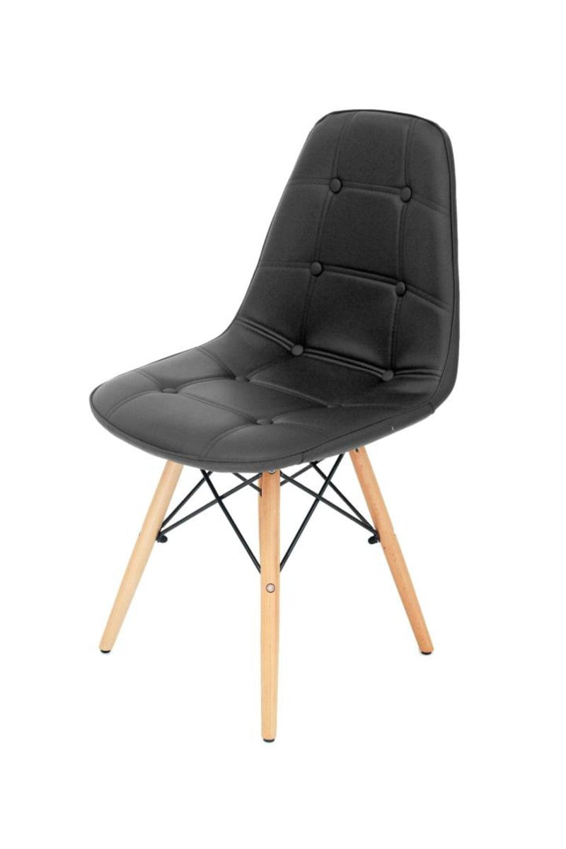 Cadeira-Eiffel-Botonê-Eames-Dsw-Preto-s/Braço-Base-Madeira