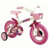 Bicicleta Infantil Track & Bikes Arco Íris, Aro 12, Branca e Rosa