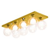 Lustre Octuplo Dourado Harmony Bolinha Ambar 60x25 Cm