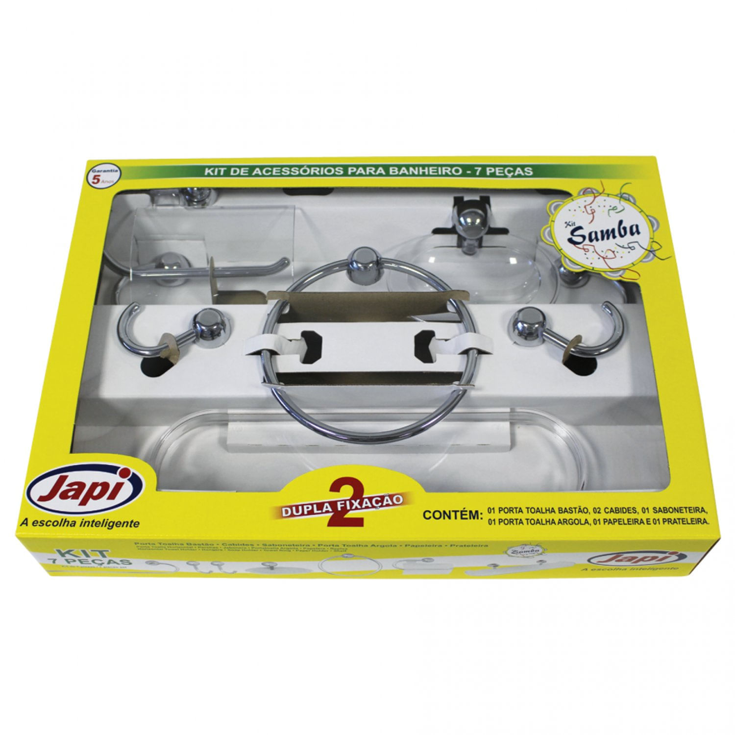 Encontraproduto.com.br - Kit Acess Para Banheiro Samba Com 7 Peças Cromado Japi