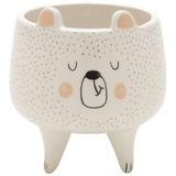 Cachepot Decorativo Em Cerâmica Branco Urso 11cm