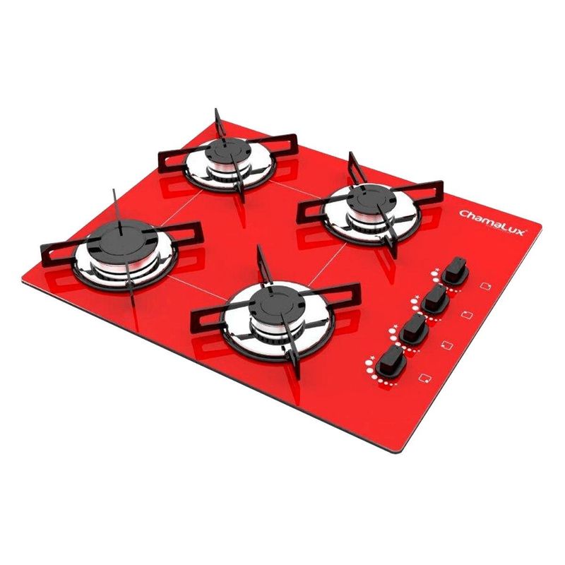 Cooktop 4 Bocas Chamalux Vermelho - Ultra Chama - Gás Bivolt