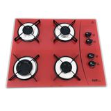 Cooktop a Gás 4 Bocas Vermelho Mega Chama Bivolt D&D Metal CE04VE