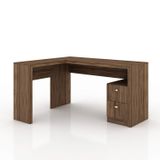 Mesa para Escritório em L 2 Gavetas ME4129 Tecno Mobili Nogal