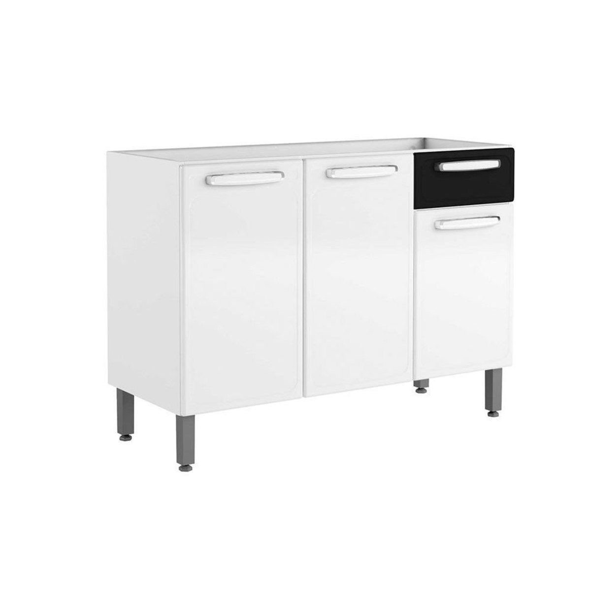 Gabinete Bertolini Evidence 7022 s/Tampo 120cm Branco/Preto