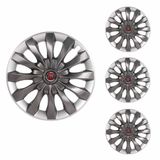Jogo Calota Aro 13 Flap Graphite Silver Elitte Grafite Prata + Emblema Resinado Fiat Palio Uno Punto Linea Strada Idea Siena Fiorino Doblo Mobi Bravo