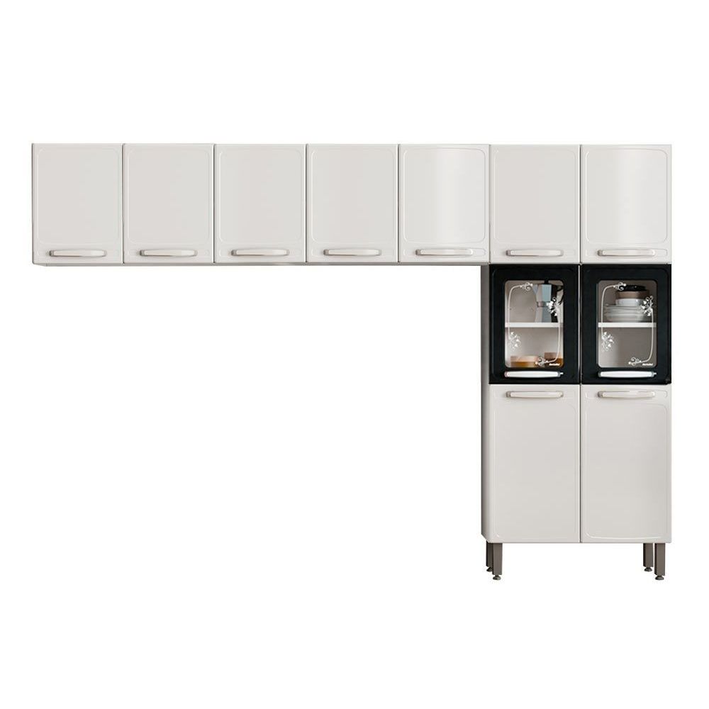 Cozinha Compacta Bertolini Evidence 3 Peças CZ126 Branco/Preto