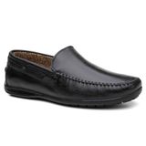 Mocassim Masculino Couro Tamanho Especial Conforto Maciez Preto 45