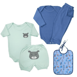 Roupa De Bebê Kit 5 Peças Verão Mijão Body Bordado Estiloso