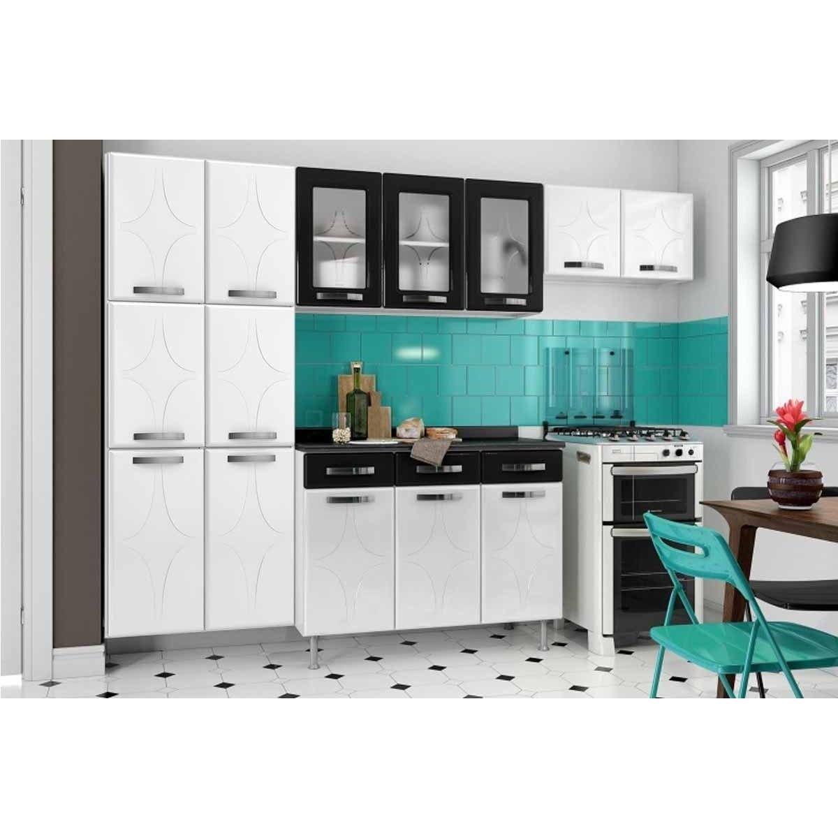 Cozinha Compacta Telasul Rubi 4 Peças Branco/Preto