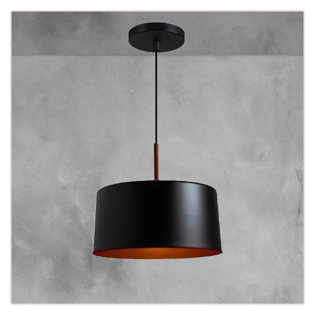 Pendente Large Bilboquê Estilo Tom Dixon Preto Com Cobre