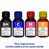 Kit Refil Tinta Compatível Epson L3250 L3150 L3210 L3110 L5190 544  4x100ml