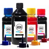 Kit 4 Tintas Para Impressora Epson L395 Black 500ml Color 100ml Aton