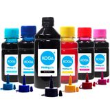 Kit 6 Tintas Para Impressora Epson L1800 Black 500ml Color 100ml Corante Koga