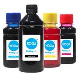 Kit 4 Tintas Impressora Canon Universal Black 500ml E Coloridas 100ml Koga