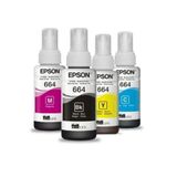 Kit 4 Garrafas Refil De Tinta Para Impressora Original Epson T664 Preto Ciano Magenta Amarelo