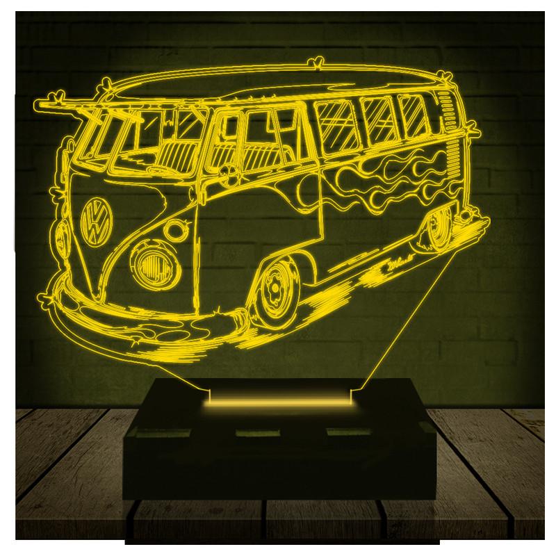 Luminária Led 3d Kombi Carro - Amarelo