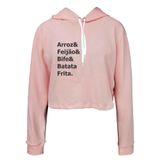 Moletom Feminino Cropped Arroz E Feijão Macio Confortável Rosa Bebê M