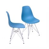 Conjunto 2 Cadeiras Eames DKR Base Cromada OR Design Azul Petróleo