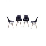 Conjunto 4 Cadeiras Eames DKR Base Madeira OR Design Preto