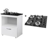 Kit Balcão Cooktop 1 Porta BR C/Fogão Cooktop 4 Bocas