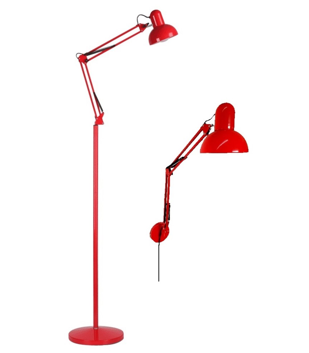 Luminária 2x1 Piso Parede 1,90m Chão Pedestal Coluna Arandela Abajur Vermelho Gimpo 930B-801-R