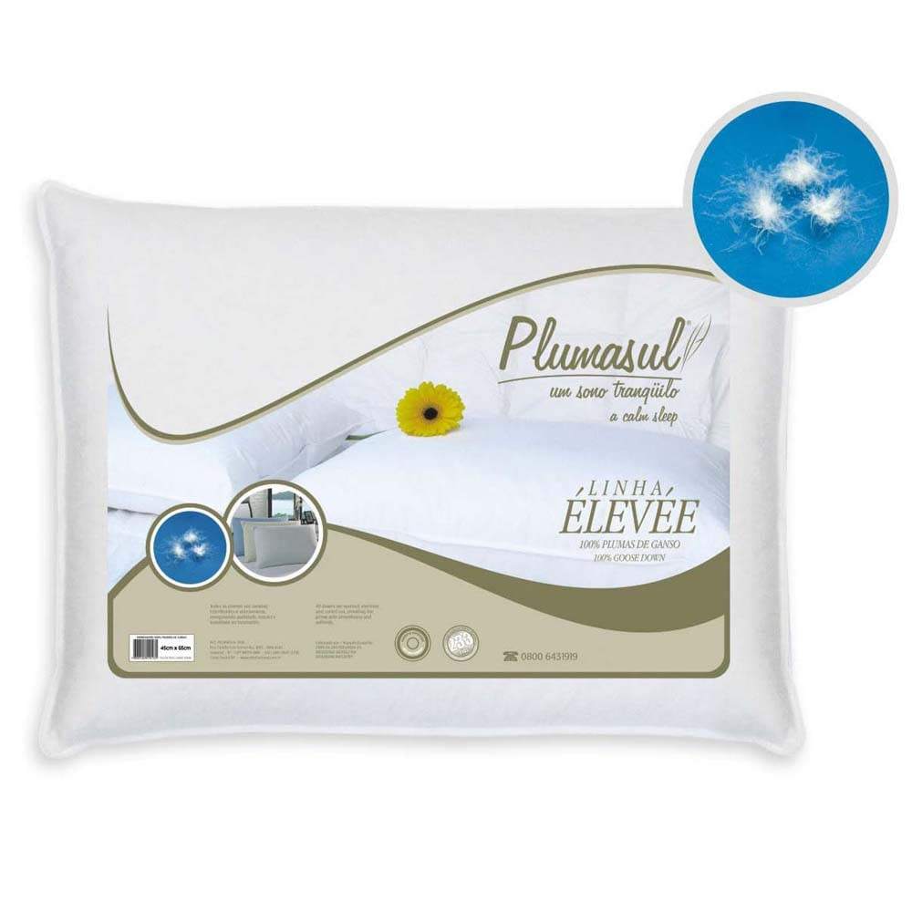 Travesseiro Plumasul Plumas De Ganso Percal 233 Fios 45 X 65 Cm