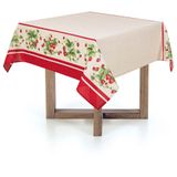 Toalha De Mesa Quadrada 140x140cm Amara - Karsten Bege/vermelho/verde