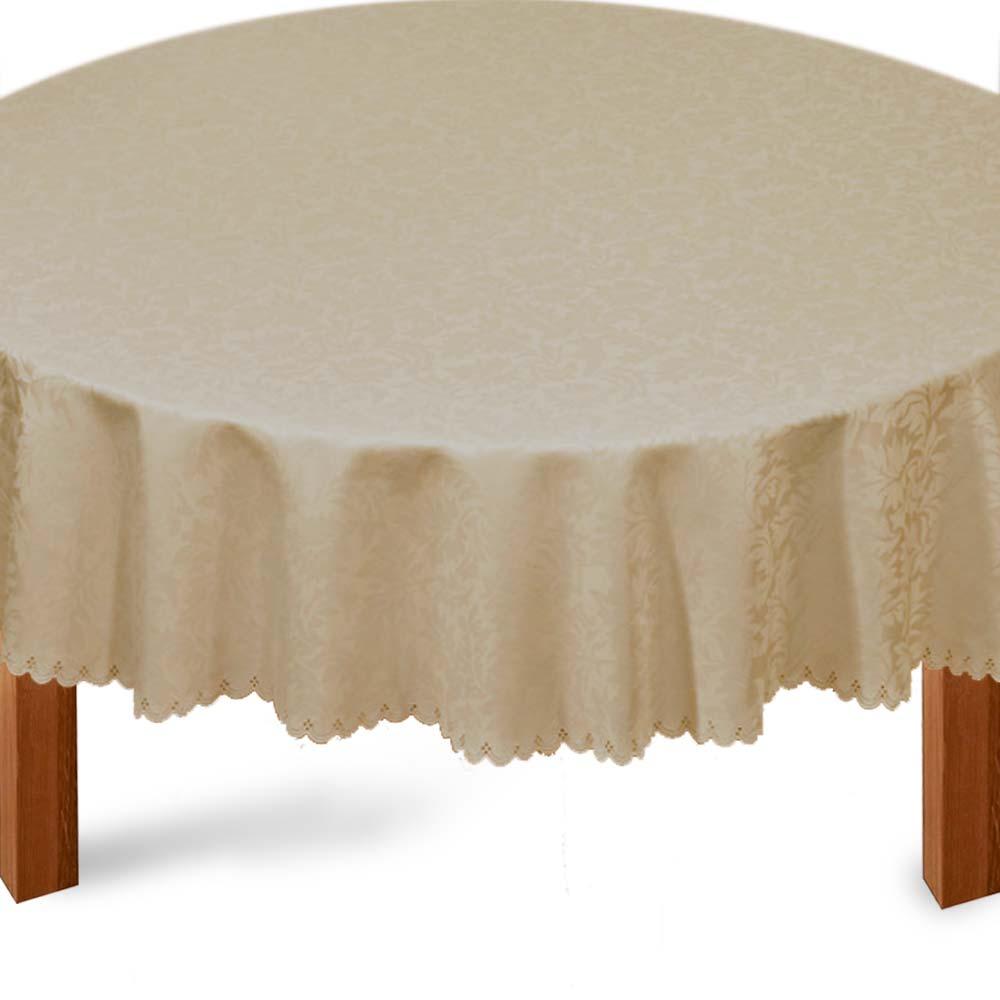 Toalha De Mesa Redonda 220cm Outono - Rafimex Bege